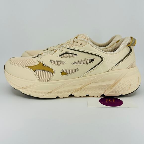 Hoka One One Men's Clifton L Athletics Leather Sneakers Vanilla/Wheat Size 11 - Picture 5 of 11